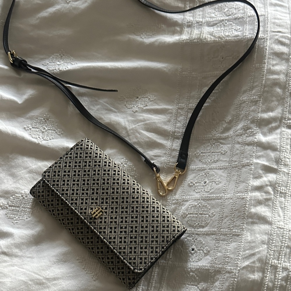 Tommy Hilfiger Black and Gold Crossbody Bag
